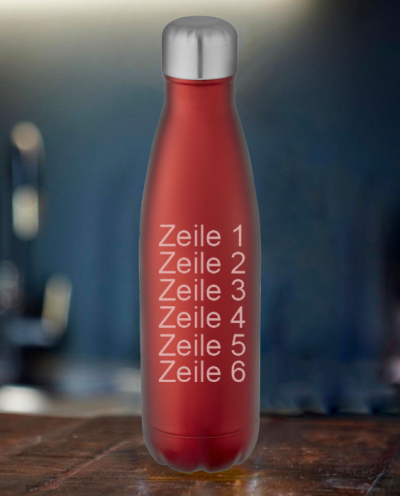 Isolierflasche rot Text