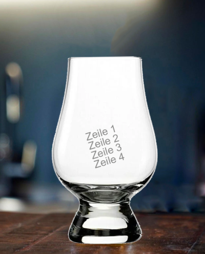 Whiskyglas Glencairn Text schräg